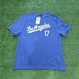 Majestic Los Angeles Dodgers #17 Shohei Ohtani Men's Blue T-Shirt XL